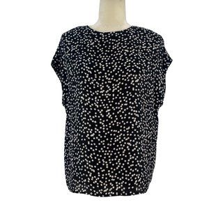 Express Top Polka Dot Stars Black Blouse Small